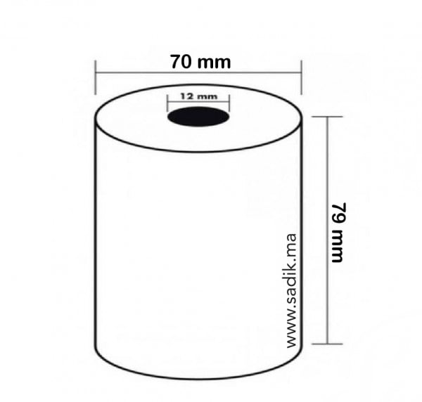 Rouleau Papier THERMIQUE 80 mm x 70 mm (5 bobines) - Sadik