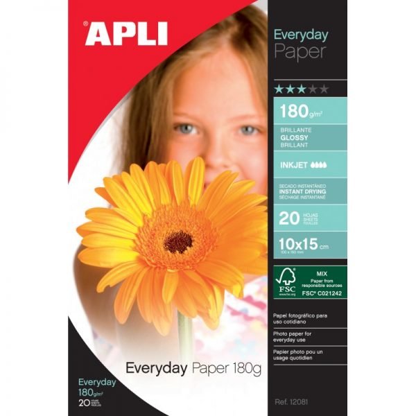 Papier photo jet d'encre APLI A4 180 g - 20 feuilles