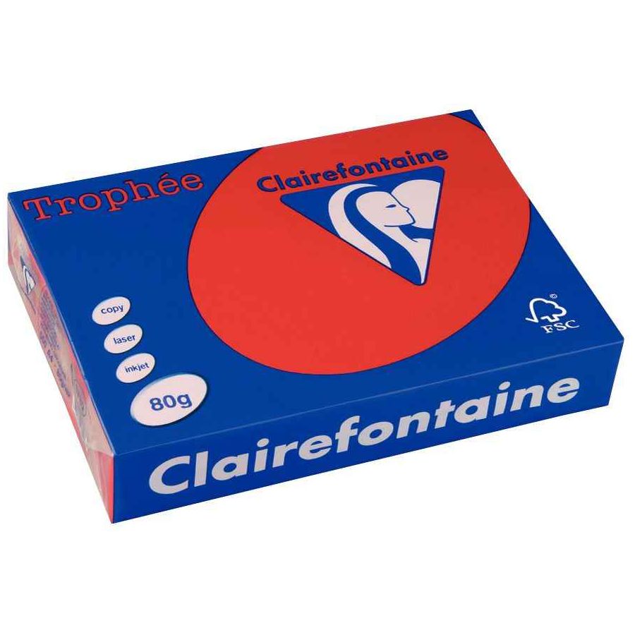 Papier A4 couleur 80 g Clairefontaine (Rouge groseille) – Ramette